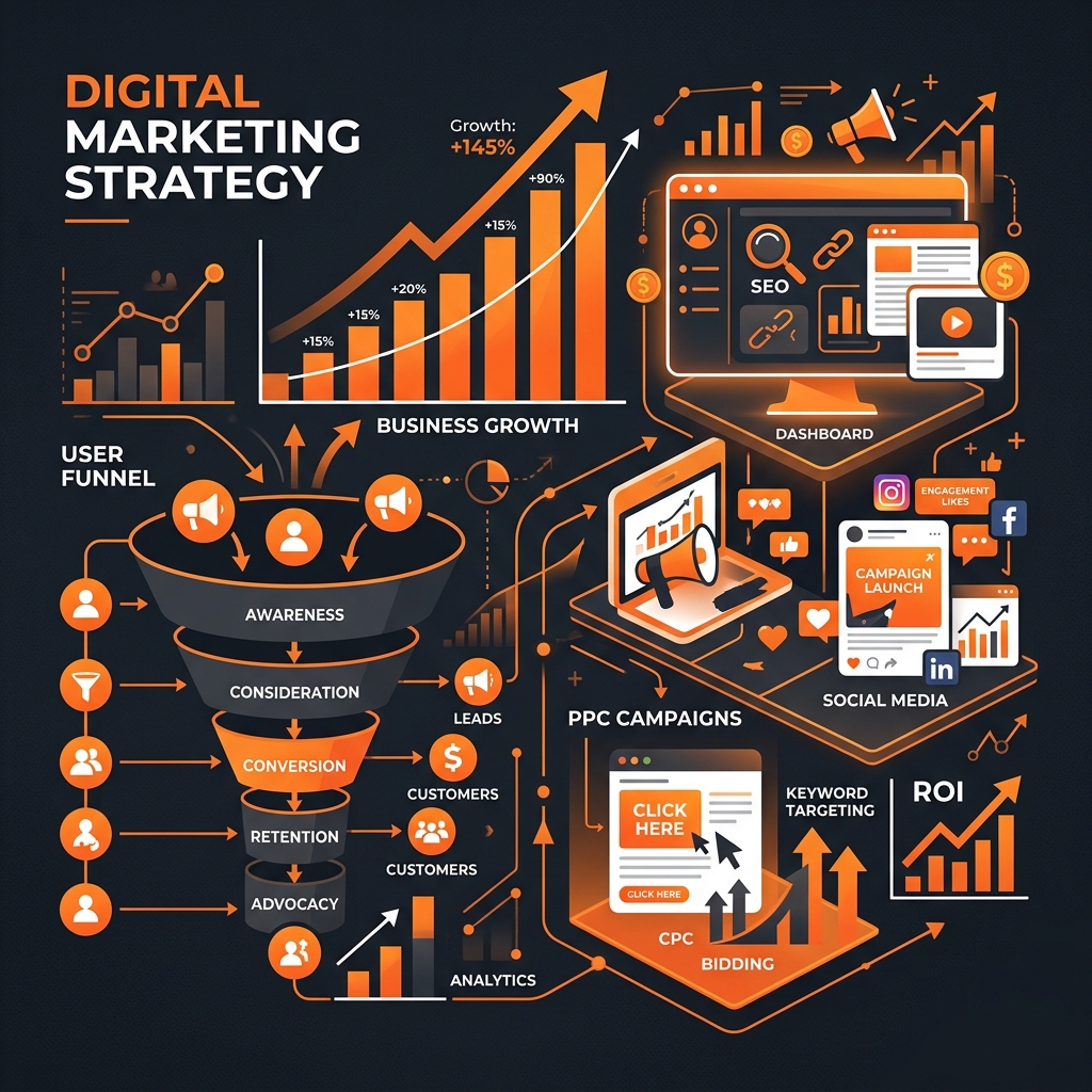 Digital Marketing Strategy Illustration